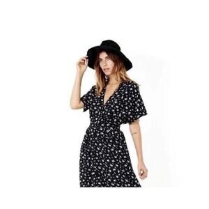 Christy Dawn Lottie Maxi Dress XS XSmall Snow Floral Black White Boho Cottage